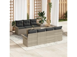 Vidaxl Conjunto De Sofá De Jardim 8 Unid. Cinzento-claro Vime Pe