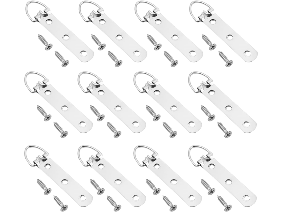 Kit com 20 ganchos triangulares para pendurar quadros de 92 x 15 mm, ideal para decoração de casa, como relógios e pinturas.