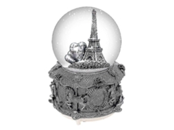 Rebe globo de Neve Torre Eiffel París com Neve Automática Luzes Coloridas e Caixa de Música 100mm 15cm Alto