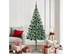 Vidaxl Árvore De Natal Artificial Com 300 Leds Verde 180 Cm Pvc E Aço