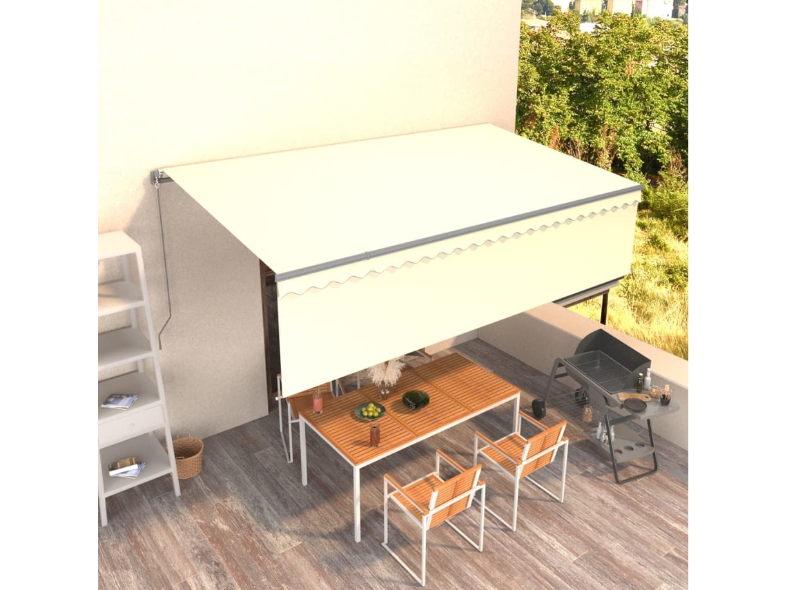Vidaxl Toldo Retrátil Manual Com Estore 5x3 M Cor Creme