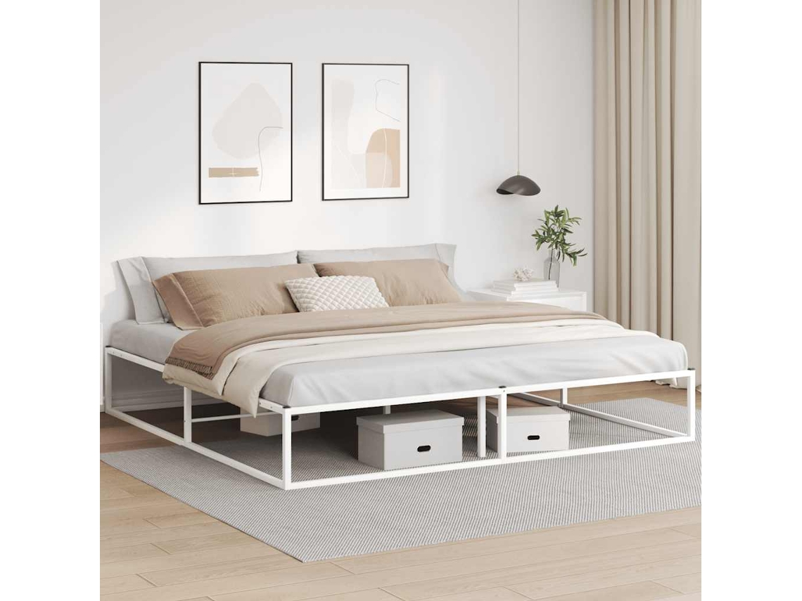 Vidaxl Estrutura De Cama Sem Colchão Branco 200x200 Cm Metal