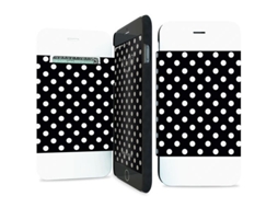 Capa iPhone 6, 6s, 7, 8 I-PAINT Folio Pois Preto