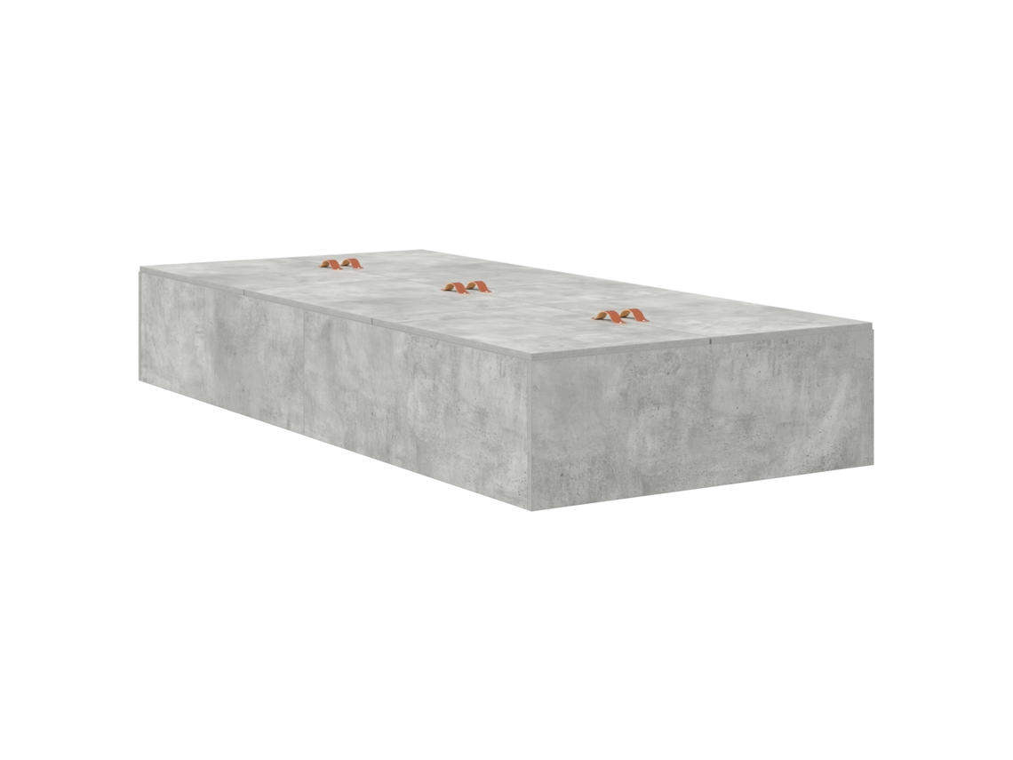 Conjunto 1 Estrado De Cama Com Arrumação Vidaxl Cinzento Madeira De Pinho Maciça (80 X 200 Cm)