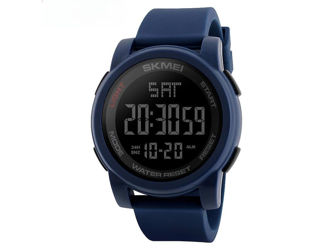 Relógio Desportivo Digital Impermeável para Homem com Bracelete em Aço Inoxidável Máquina Preta com Concha Dourada