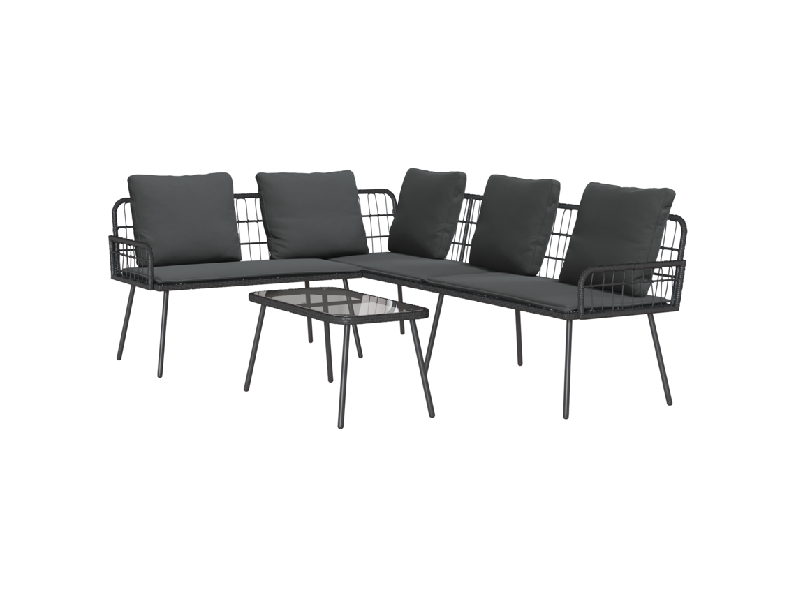 Conjunto 2 Conjunto De Sofás Para Exterior Vidaxl Preto Vime Pe (90 X 45 X 43 Cm)