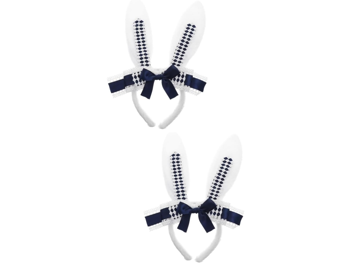 Tiara De Orelhas De Coelho Para Cosplay Com Laço (2 Peças) - Acessório Adorável Para Festas, Fantasias E Eventos.