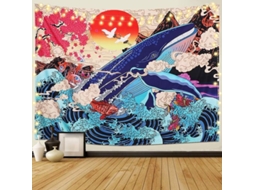 2026 manta Parede Onda Mar Koi Baleia Paisagem por do Sol Decoração Quarto Sala 150x130cm Luna