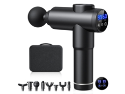 Pistola de Massagem Muscular Portátil Recarregável, 99 Níveis, 8 Cabeças e Bolsa Transporte, Compacto, Recarregável, Uso Diário, Higiênico STELASPLEN