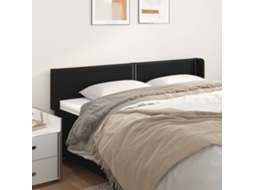 Vidaxl Cabeceira De Cama C/ Abas Couro Artificial 203x16x78/88cm Preto