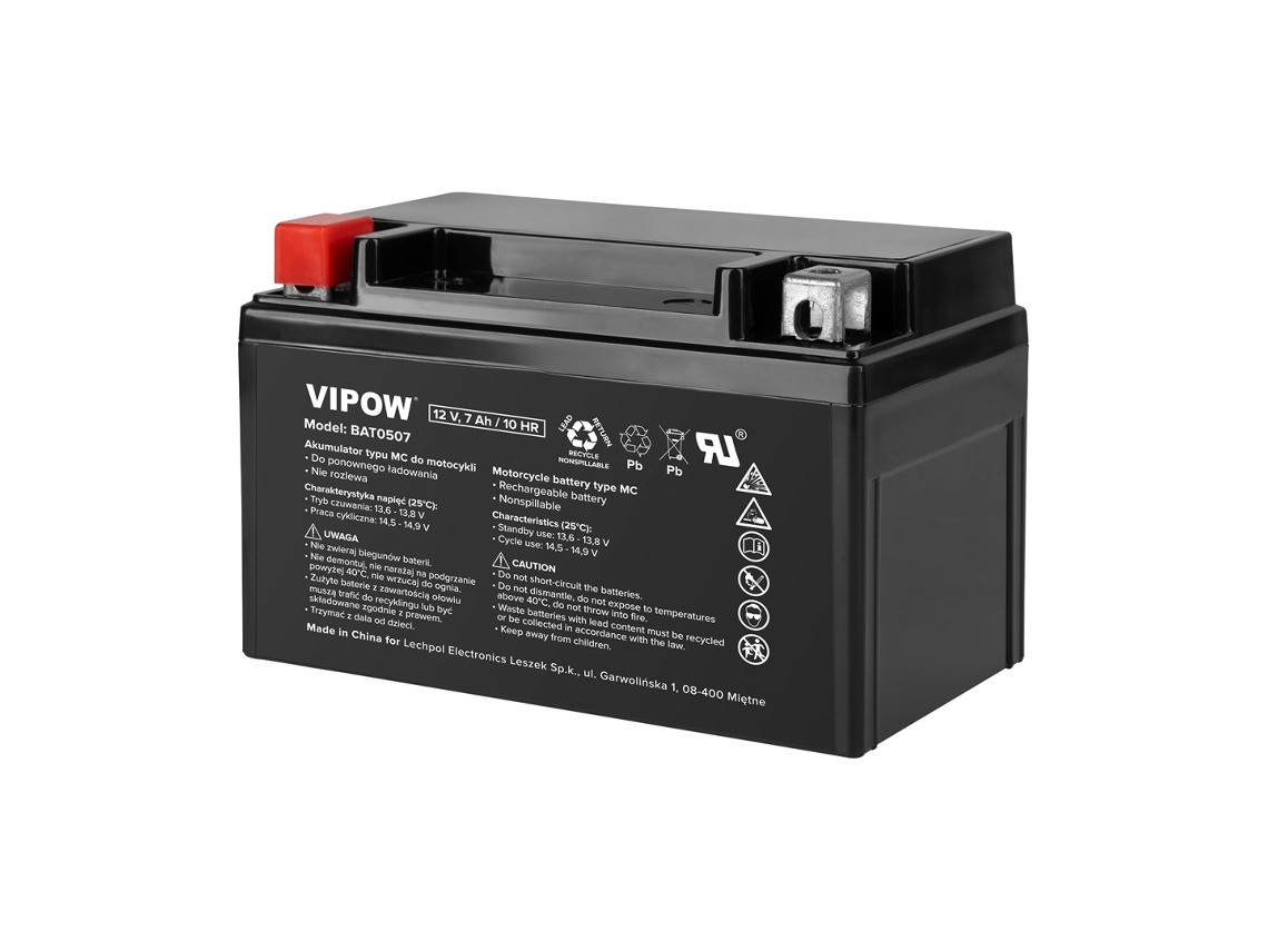 Vipow Type Mc Motorcycle Battery Pack 12v 7ah