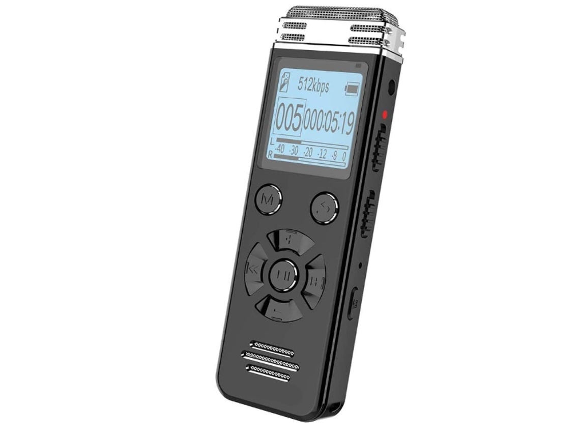 Lurelia Gravador De Voz Digital 16gb Com Ativação Por Voz, Redução De Ruído, Proteção Por Palavra-passe Para Reuniões, Aulas, Palestras - Preto