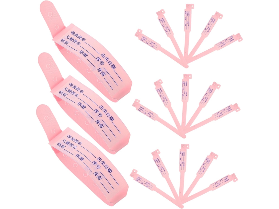 Pulseiras de identificação para bebês Villcase, pacote com 100 unidades, confortáveis e fáceis de identificar, ideais para hospitais e emergências.