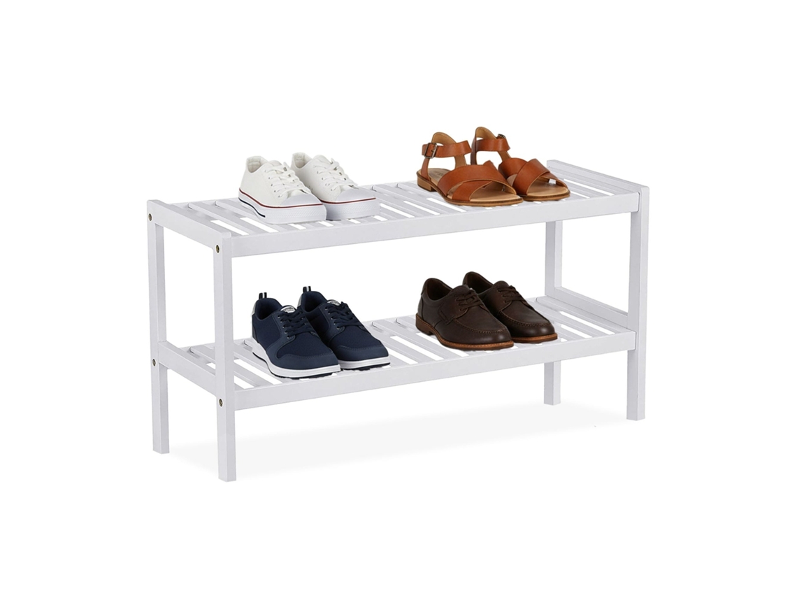 Sapateira Compacta De Bambu Com Prateleiras Abertas Para 12 Pares