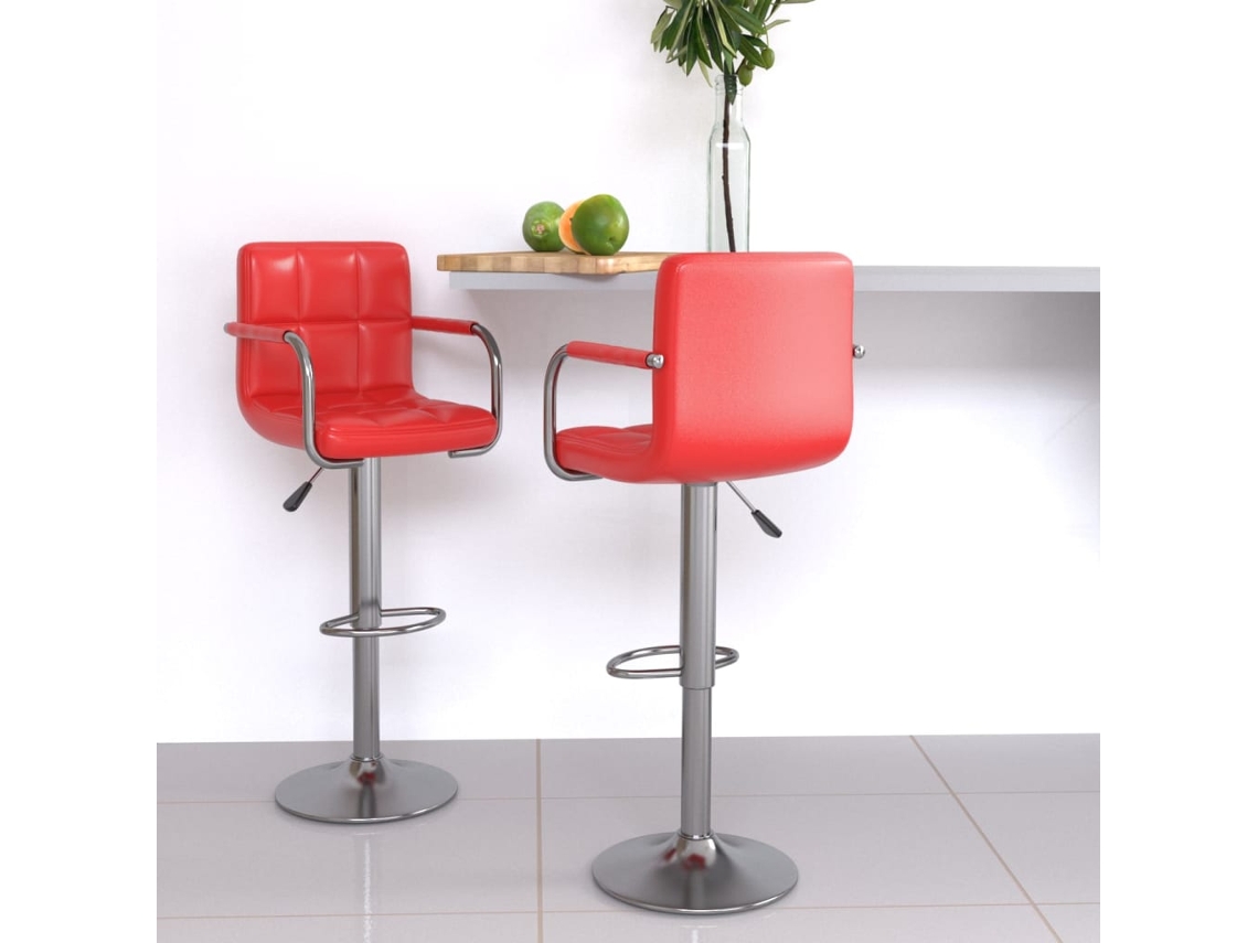 Vidaxl Bancos De Bar 2 Pcs Couro Artificial Vermelho