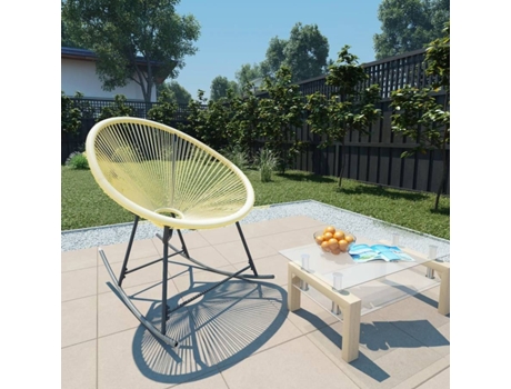 Cadeira de baloiço lua para jardim vime PE bege