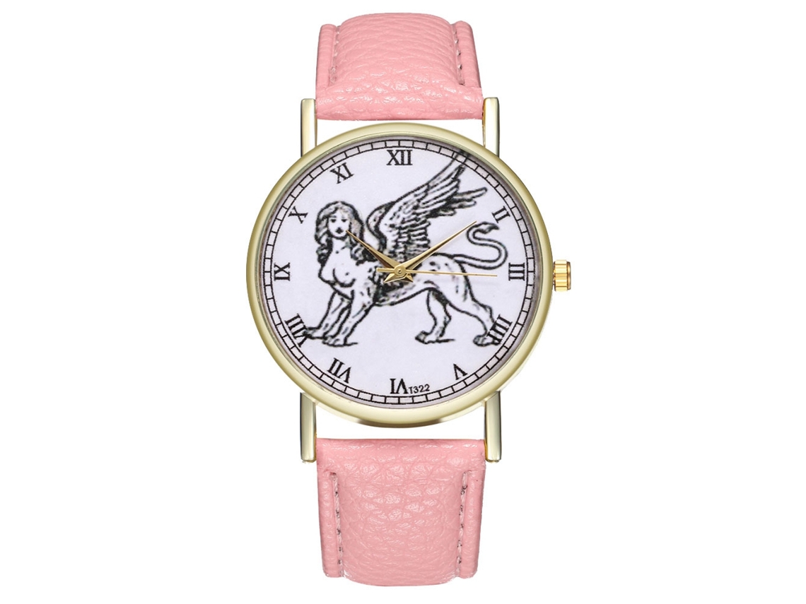 Relógio de quartzo unissex elegante e casual, ideal para presente (rosa)