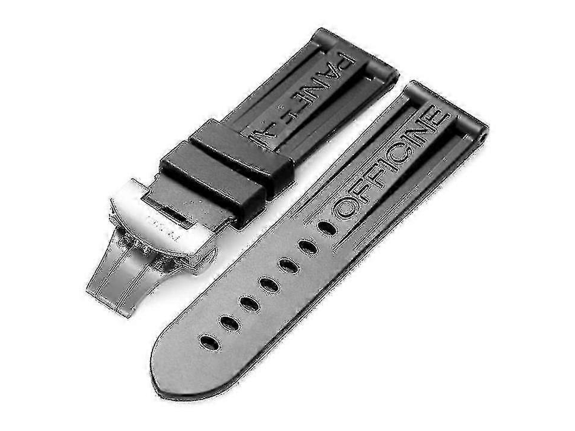 Pulseira De Relógio De Borracha De Silicone Preta Com Fivela De Aço Substituição Para Pulseiras De Relógio Panerai Olysi Shop