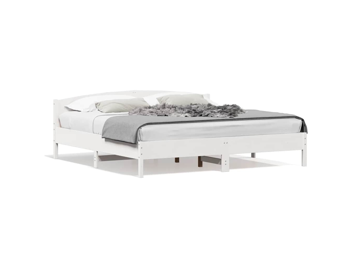 Bed Frame, Bed Frames Vidaxl Branco Madeira De Pinho (180 X 200 Cm)