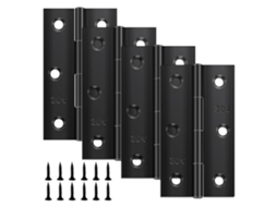 Quatro dobradiças dobráveis de aço inoxidável preto fosco de 66x37x1mm, dobradiças longas com rolamento de esferas (inclui 24 parafusos).