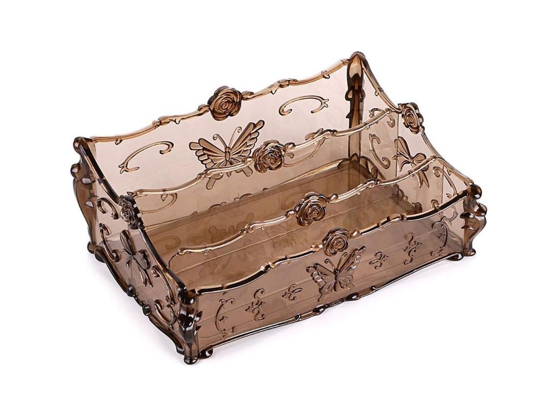 Nova Line organizador de Maquiagem para Mesa com 3 Compartimentos Açúcar Marrom com Padrão de Borboleta