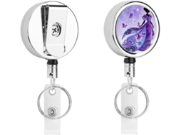 Porta Crachá Purple Star Dream Retrátil Com Clipe De Metal, Portátil, Em Nylon, Com Cordão De Aço Inoxidável E Chaveiro