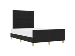 Cama De Casal | Camas Para Quarto | Estrutura Da Cama Com Cabeceira Preto 120 X 190 Cm Tecido