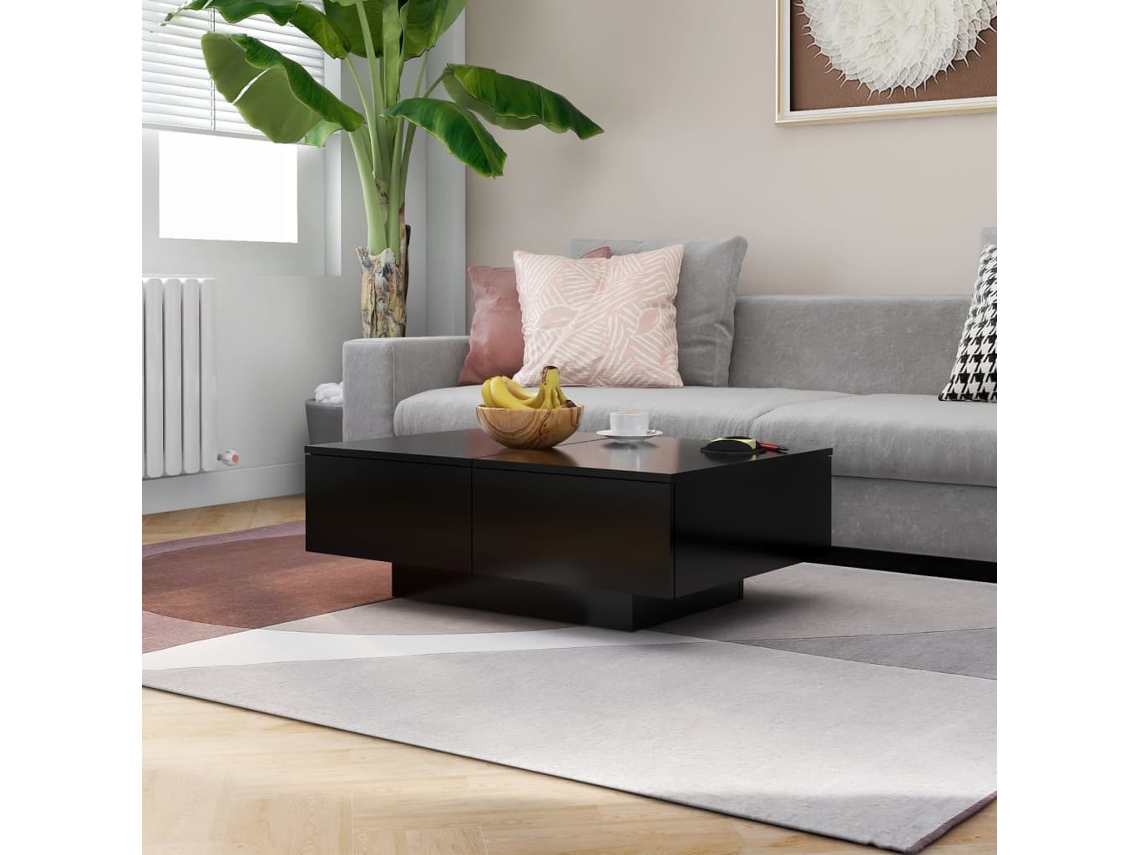 Vidaxl Mesa De Centro 90x60x31 Cm Contraplacado Preto