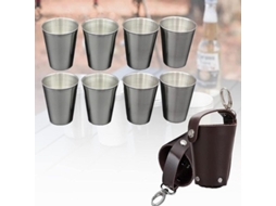 2026 vasos de Acero Inoxidable Portátiles Con 2 Fundas de Cuero para Camping Fiesta Barbacoa Viaje 70ml