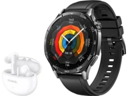 Bundle Smartwatch HUAWEI Watch GT5 46MM Preto + Auriculares HUAWEI Freebuds 5i Branco