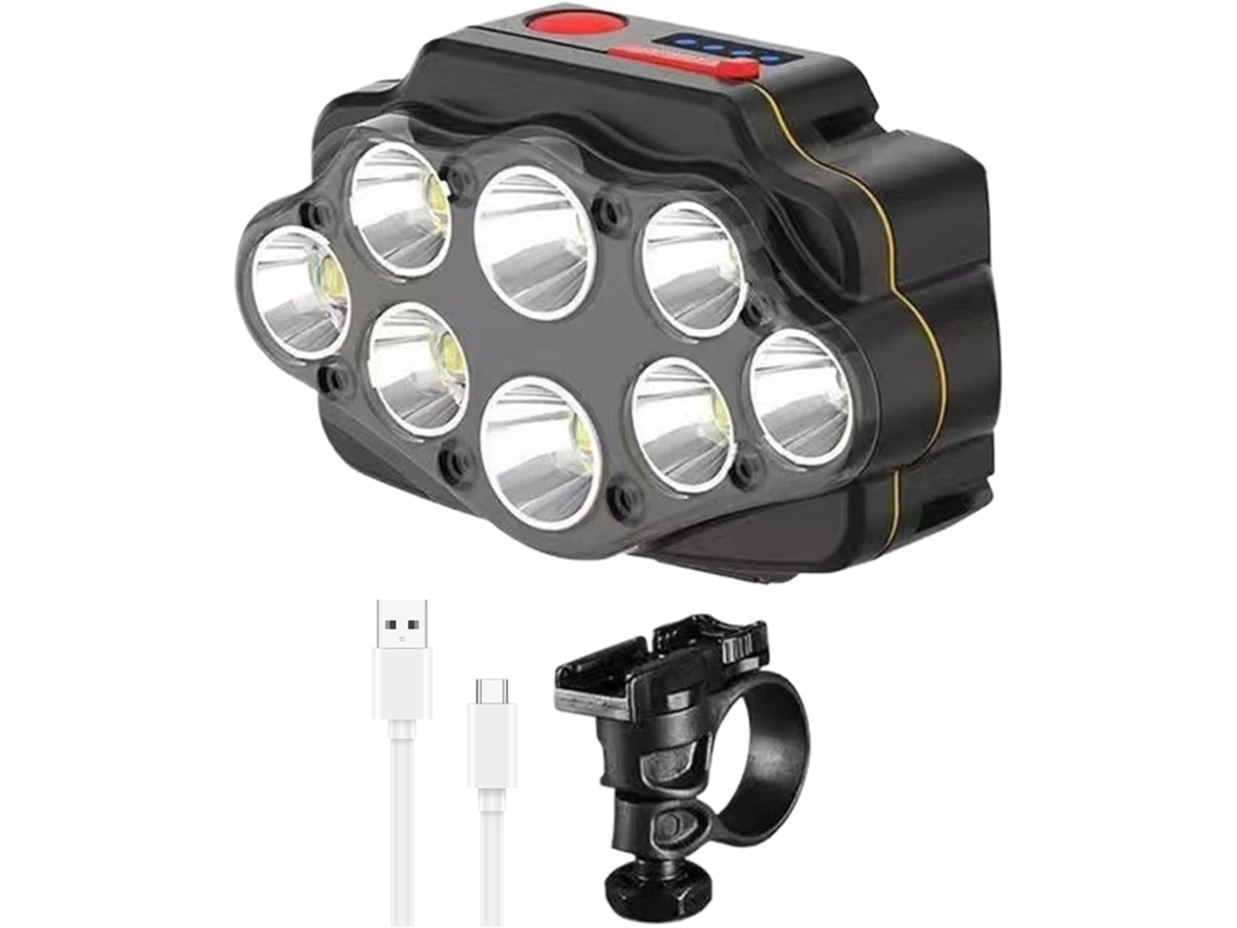 Luz Dianteira Super Brilhante Para Bicicleta Com 8 Leds, À Prova