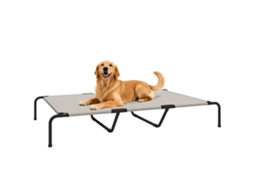 Cama Grande Elevada Externa De Aço E Malha Respirável, 152x94x23 Cm, Bege