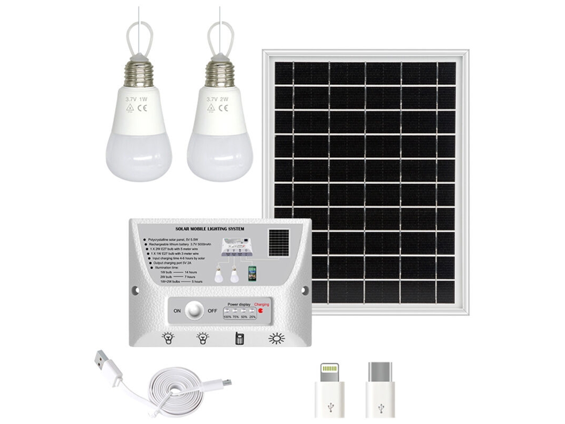 Lanterna Solar Portátil AQUAFORGE com 5000 Mah, para Camping e Áreas Externas com Instalação Simples