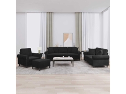 Vidaxl 4 Pcs Conjunto De Sofás Com Almofadas Veludo Preto