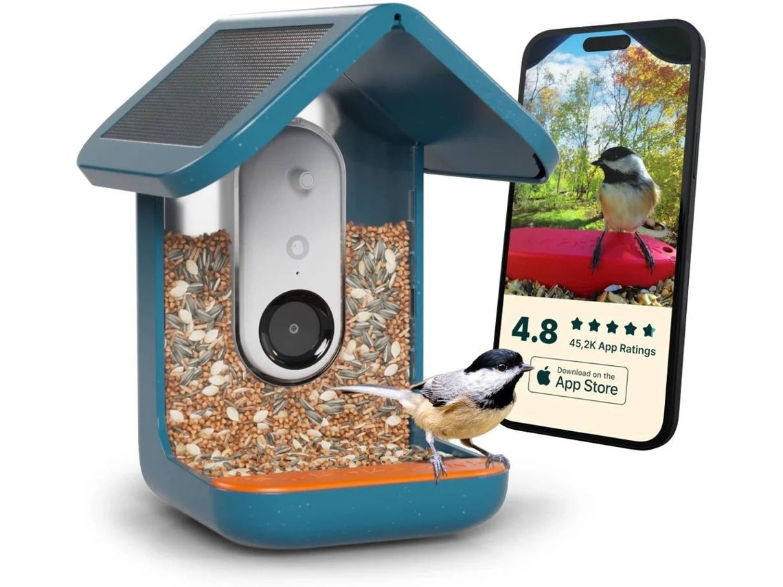 Dispensador de Comida Inteligente para Pássaros BIRD BUDDY com Câmera e Painel Solar (Azul)