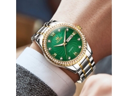 Lurelia Relógio Masculino, Movimento De Quartzo, Data/calendário, Luminoso, Detalhes Com Strass, Aço Inoxidável, Branco