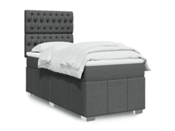 Vidaxl Cama com Molas/colchão 90x190 Cm Tecido Cinza escuro