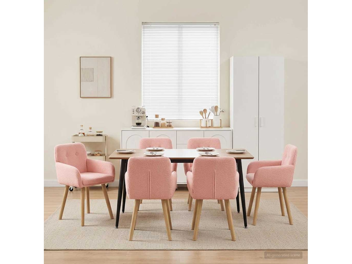Vidaxl Cadeiras De Jantar 6 Pcs Bouclé Rosa 59 X 57 X 85 Cm
