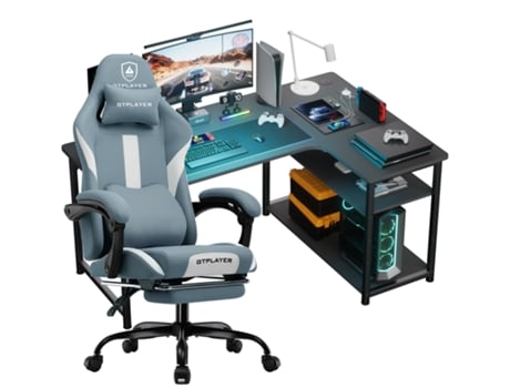 Conjunto De Cadeira Gamer Mesa Gamer Em Forma De L, Mesa Gamer E Cadeira Para Computador Gtplayercomhoma