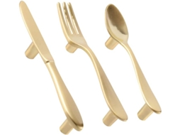 Garneck Conjunto De 3-puxadores Criativos Para Móveis, Dourados, Em Formato De Utensílio Mesa, Para Armários De Cozinha