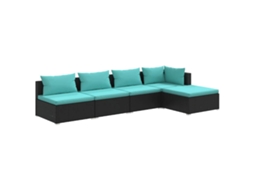 Maison Exclusive - 5 Pcs Conjunto Lounge De Jardim C/ Almofadões Vime Pe Preto