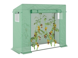 Estufa de jardim pequena com janelas e estrutura de aço 200x76x168cm verde BTFORUS