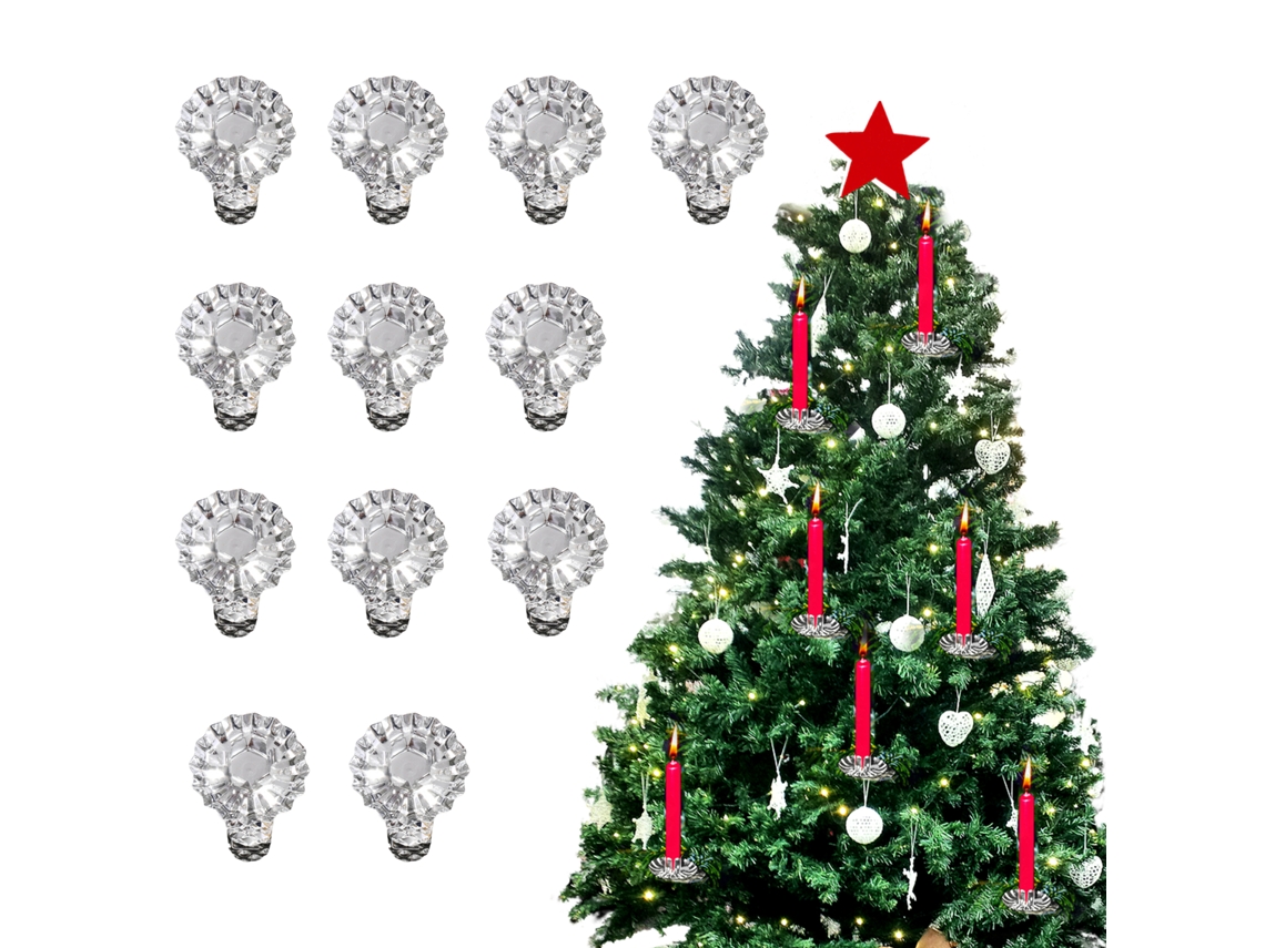 Vela de Natal com Clips de Metal, 12 Unidades, Acabamento Prateado LAXISCREED