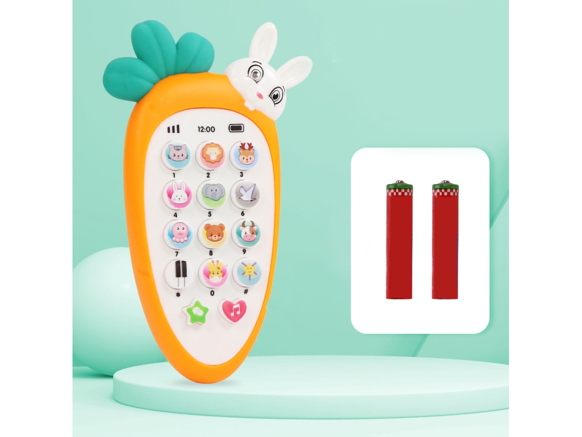 Walshlxq brinquedo Telefone Infantil com Música Luz Padrão Animal Cartaz Animado Educativo para Bebês 0 3 Anos Laranja