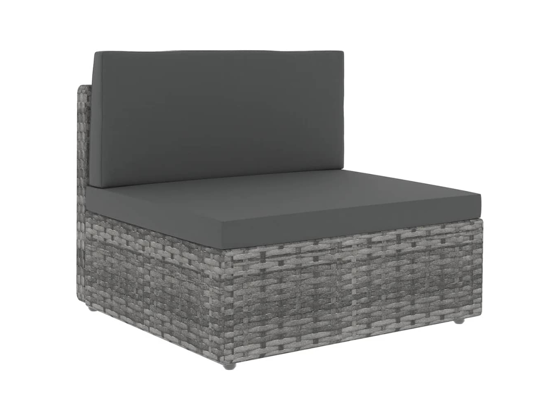 Maison Exclusive - 7 Pcs Conjunto Lounge De Jardim C/ Almofadões Vime Pe Cinzento