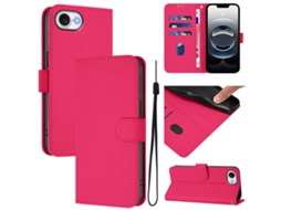 Capa De Couro Sintético Para Iphone 17e - Toque Suave - Cor Sólida - Com Cordão