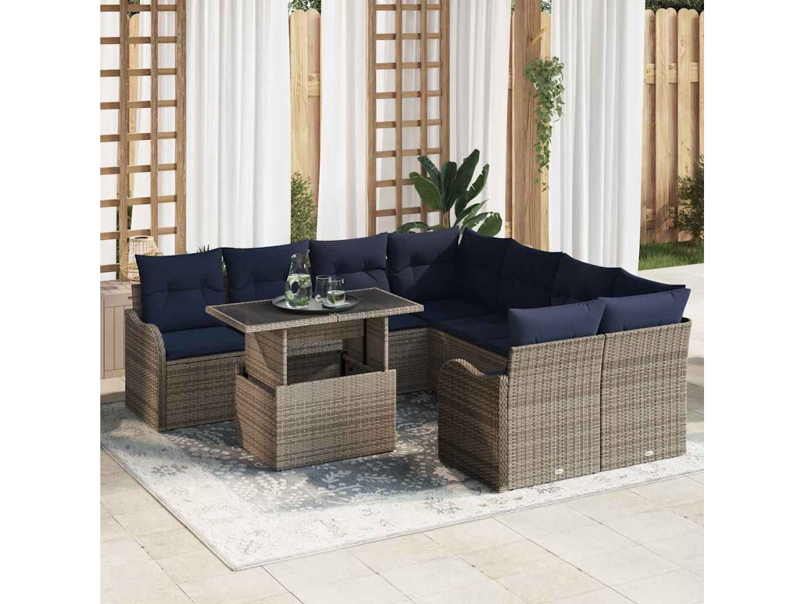 Vidaxl Conjunto De Sala De Jantar 9 Unid. Cinzeto