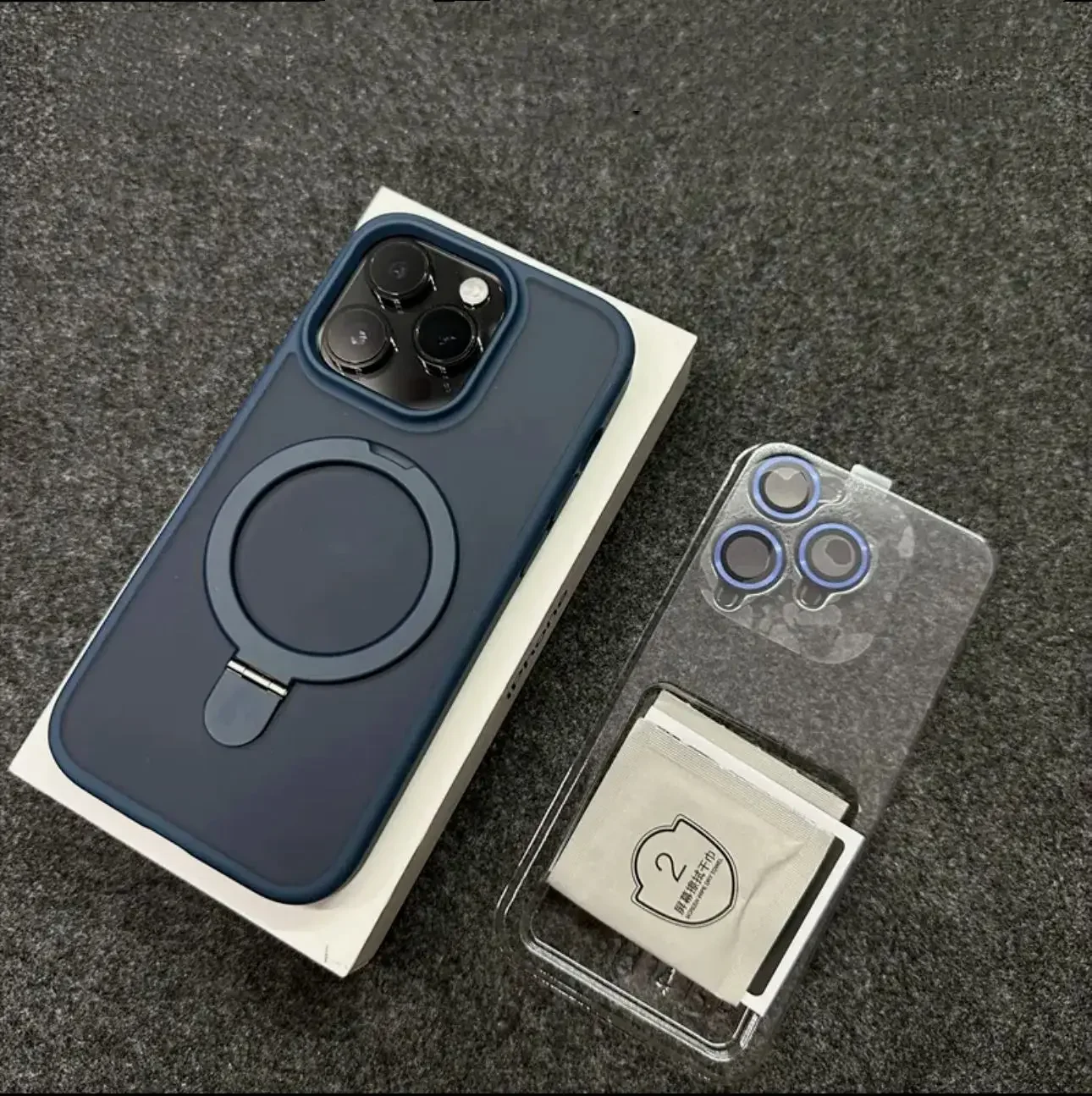 (azul Iphone 13) Capa De Celular Com Anel De Metal E Proteção Magnética Para Lente.