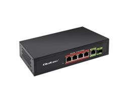Switch Fast Ethernet QOLTEC 4 portas RJ45 Poe e 1 porta SFP para alimentação 65W S/MARCA