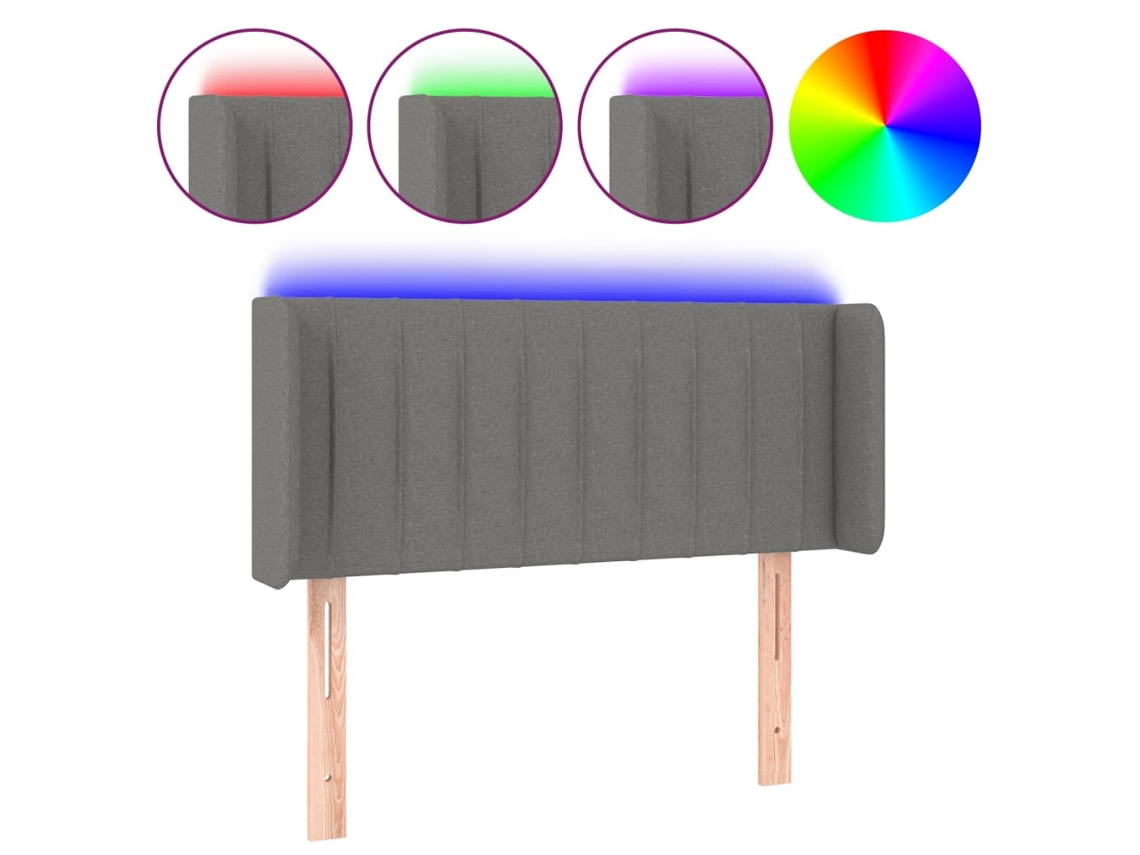Led Headboard, Led Headboards Vidaxl Cinzeto Tecido (93 X 16 X 78/88 Cm)